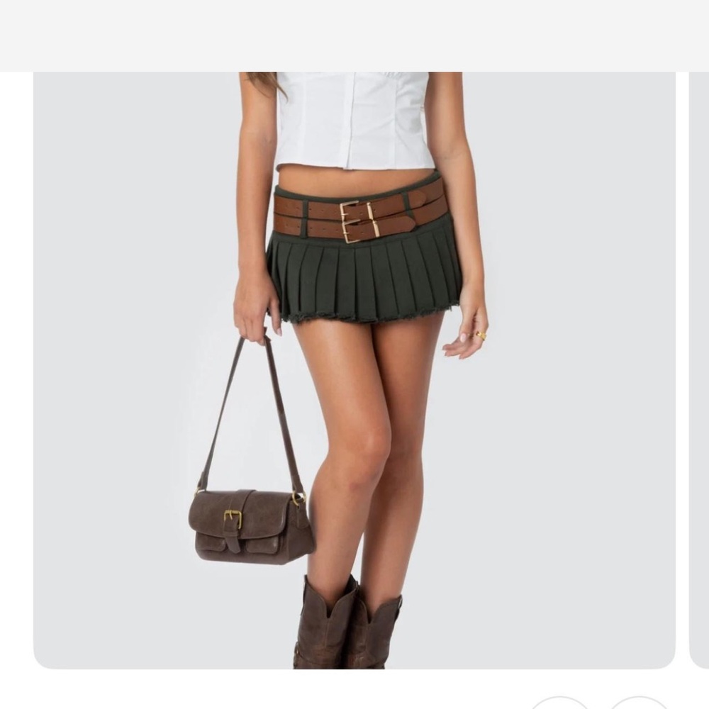 Pleated Micro Belted Skort